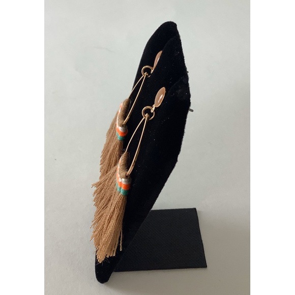 Teardrop Brown Tassel Earrings - Picture 3 of 3